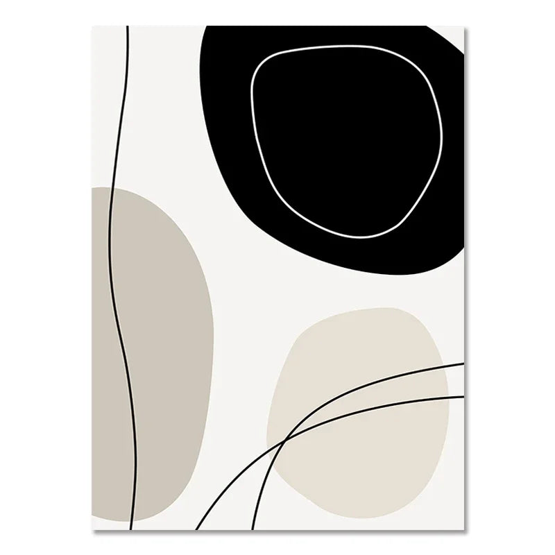 Soft Shapes design — organic black and oatmeal forms