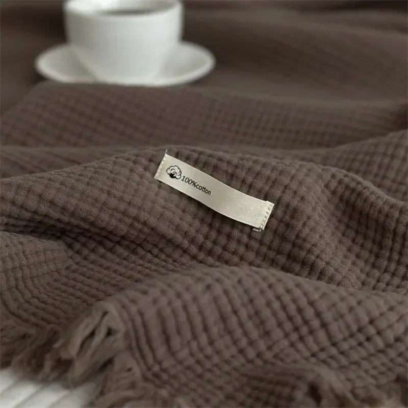 Close-up of the waffle weave texture in cotton