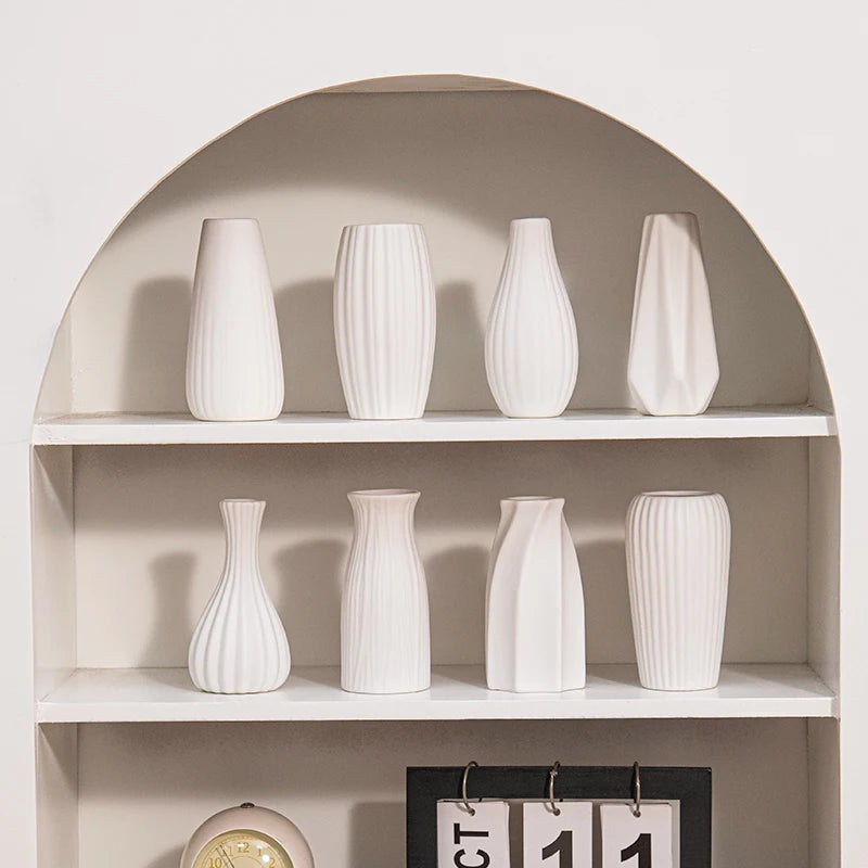 Vases styled on a shelf